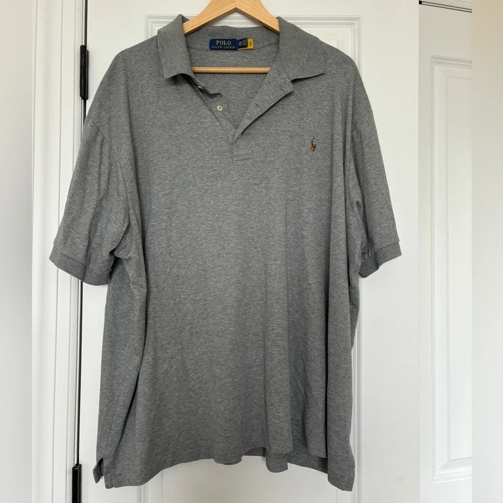 Polo Ralph Lauren Heather Gray Classic Polo Shirt Short Sleeve 2XB Big & Tall